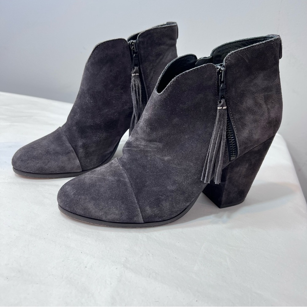 Rag & Bone Margot gray suede tassel ankle boots size 39